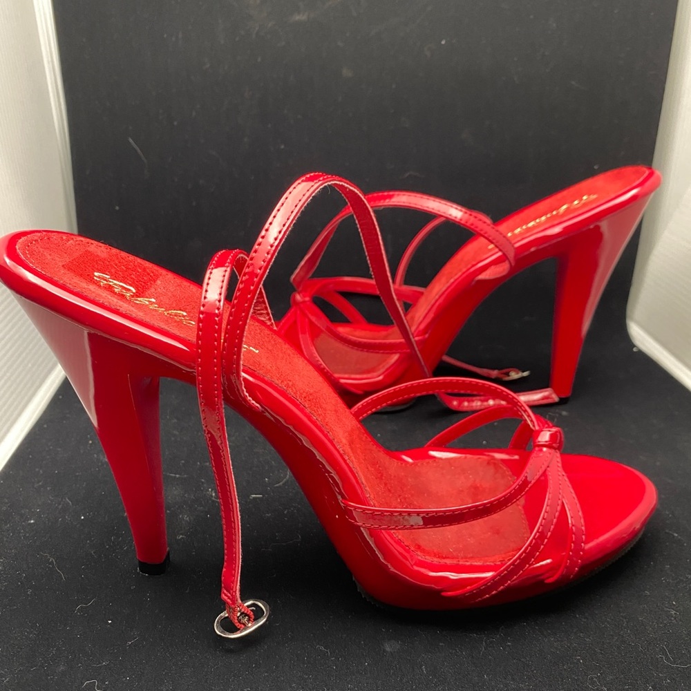 Pleasers Fabulicious Red Platform Ankle Wrap Heels Size 13